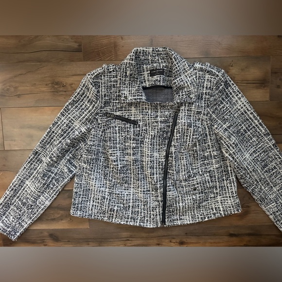 Lane Bryant Knit Tweed Moto Jacket β Black & White β Size 18 - Picture 4 of 16